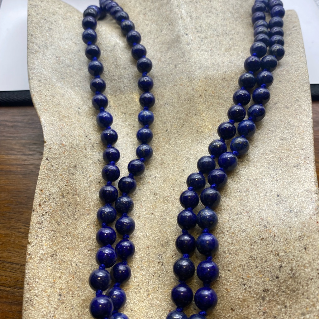 Vintage Blue Lapis Jumprope Beaded Necklace 46 Inch